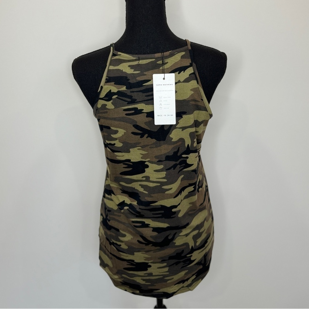 Sarin Mathews Women's High Neck Camo Tank Top (S) - Picture 4 of 9